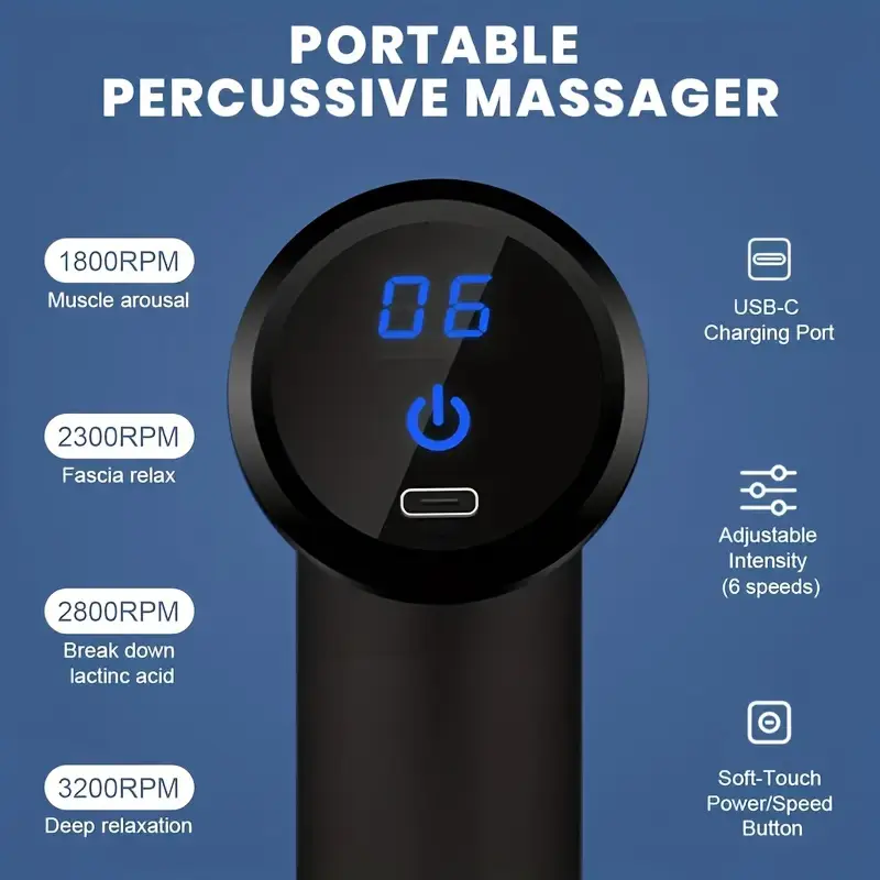 Rechargeable 4-in-1 Deep Tissue Massage Gun – Portable Muscle Pain Relief with 6 Speeds for Fast Recovery! - Image 5