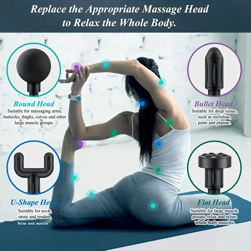 Rechargeable 4-in-1 Deep Tissue Massage Gun – Portable Muscle Pain Relief with 6 Speeds for Fast Recovery! - Image 2