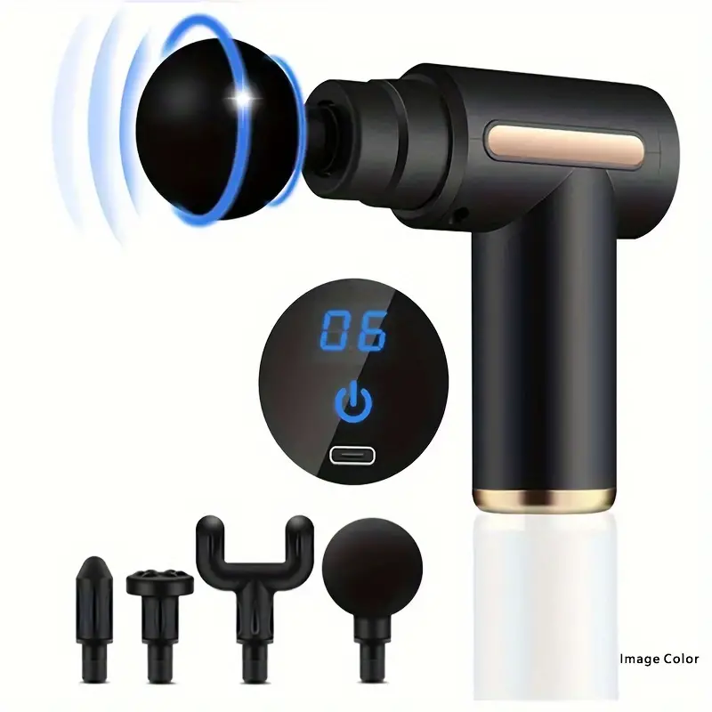 Rechargeable 4-in-1 Deep Tissue Massage Gun – Portable Muscle Pain Relief with 6 Speeds for Fast Recovery! - Image 4