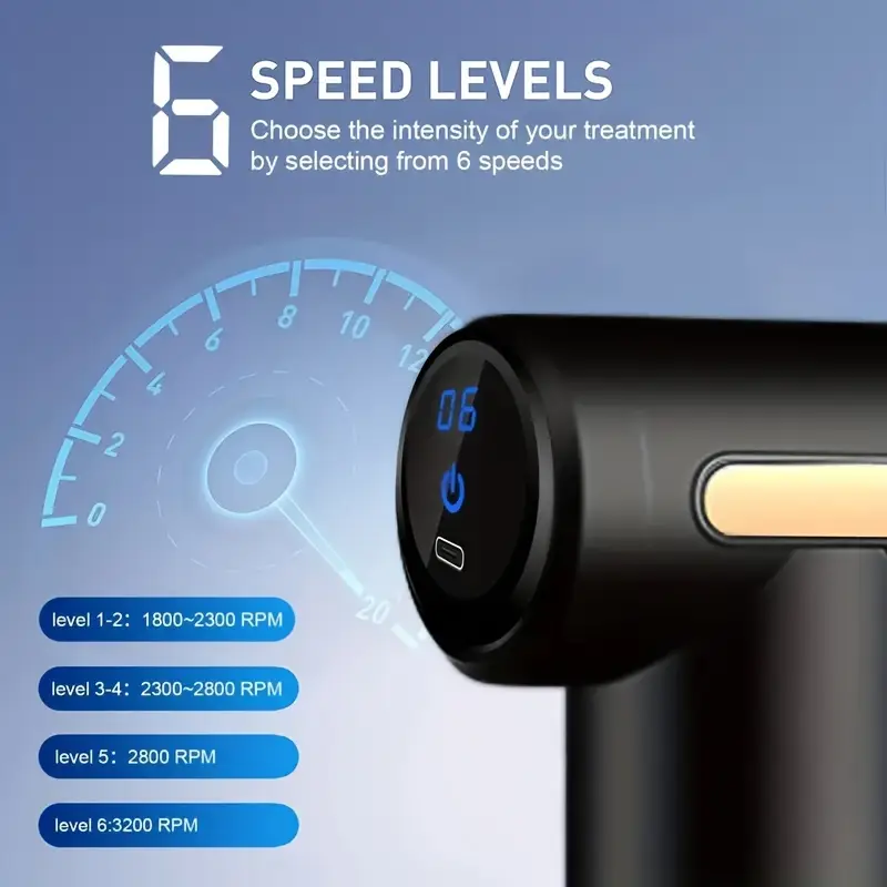 Rechargeable 4-in-1 Deep Tissue Massage Gun – Portable Muscle Pain Relief with 6 Speeds for Fast Recovery! - Image 7