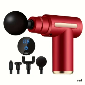 Rechargeable 4-in-1 Deep Tissue Massage Gun – Portable Muscle Pain Relief with 6 Speeds for Fast Recovery!
